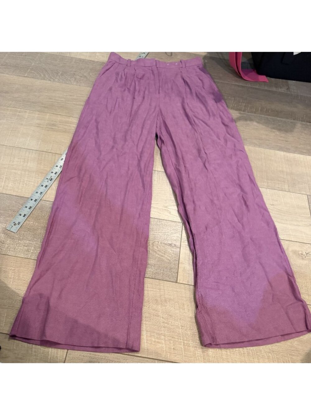 Abercrombie & Fitch Womens Purple Wide Leg Pants 8R Linen Blend